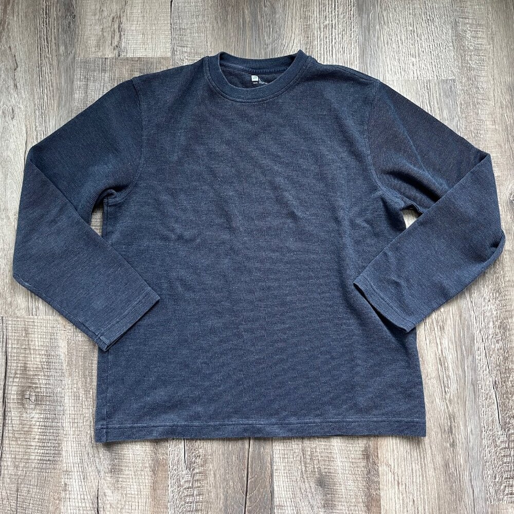 Gap Mens Pullover Blue Sweater Crew Neck Long Sleeve Cotton Blend Size L Large